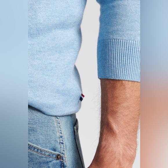 U.S. Polo Assn. Blue Mens Funnel Neck Quarter Zip Knit Jumper Size M - Picture 4 of 9